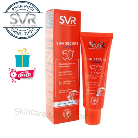 SVR Kem chống nắng SPF50 dạng lỏng, không nhờn dính SVR Sun Secure Fluide SPF50+ 50ml (Nhập khẩu chính hãng)