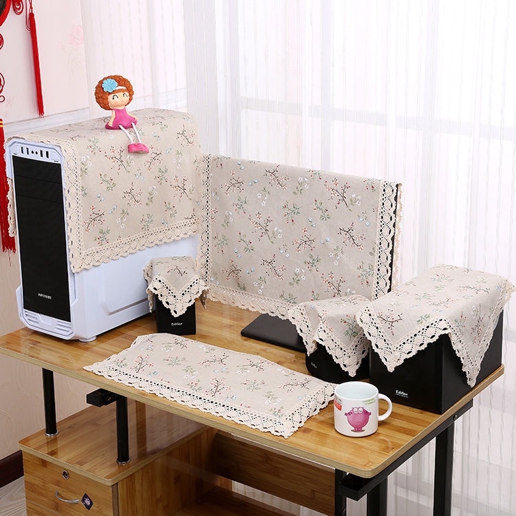 Phủ Máy Tính. Tấm Vải cotton Lanh Bọc Màn Hình Máy Tính LCD Chống Bụi Ốp