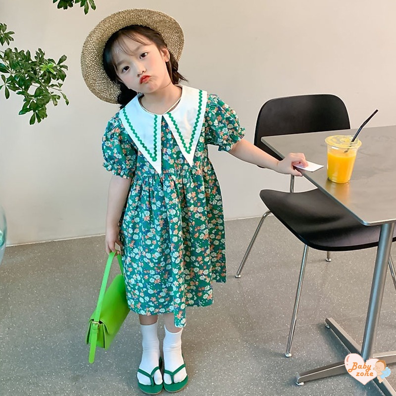 Đầm Công Chúa Eo Phồng In Họa Tiết Hoa Dễ Thương Thời Trang Mùa Hè Cho Bé Gái 2-7 Tuổi