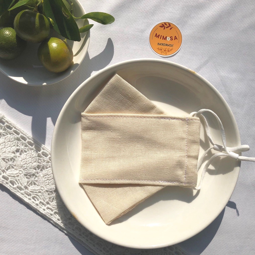 Khẩu trang vải Linen 3D  chống bụi chống nắng tone nâu thanh lịch