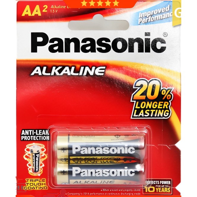 Pin Tiểu 2A (AA), 3A (AAA): Panasonic Alkaline (Vỉ 2 Viên - Pin Thật Chính Hãng) - VT0038