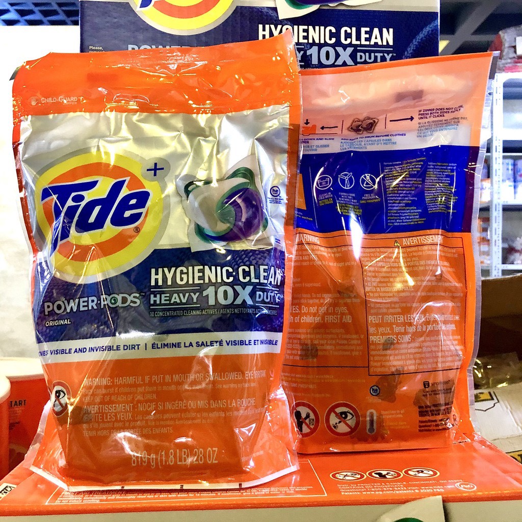 [THÙNG 4 BỊCH]1 Thùng Viên Giặt Tide Power PODS Hygienic Clean Detergent Mỹ