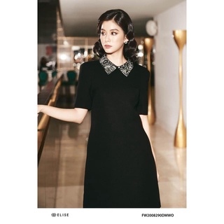 Đầm đen cổ đính đá thiết kế Elise FW2008290DMWOBK