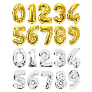 16 Inches Number Foil Balloon Digital 0-9 Helium Foil Balloons Gold/Silver