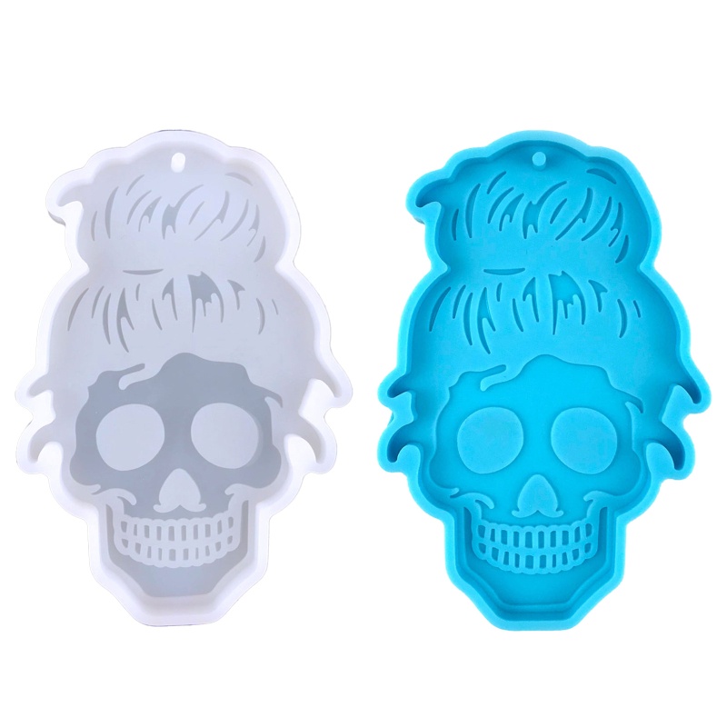 Khuôn Làm Móc Khóa Hình Đầu Lâu Halloween Bằng Silicone
