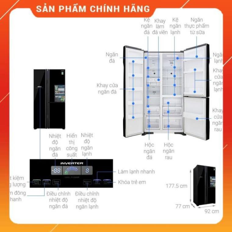 [ FREE SHIP KHU VỰC HÀ NỘI ] Tủ lạnh Hitachi side by side 3 cửa màu đen R-FM800PGV2(GBK) BM