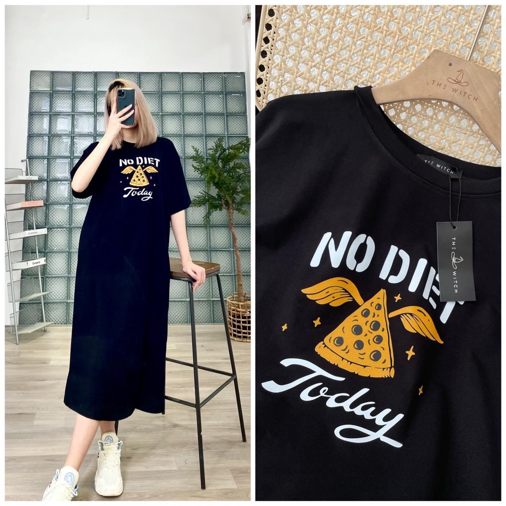 Váy suông trơn nữ in hình cao cấp, Váy thun nữ dáng suông chất cotton nhung mềm mịn thấm hút tốt TTS24 | BigBuy360 - bigbuy360.vn