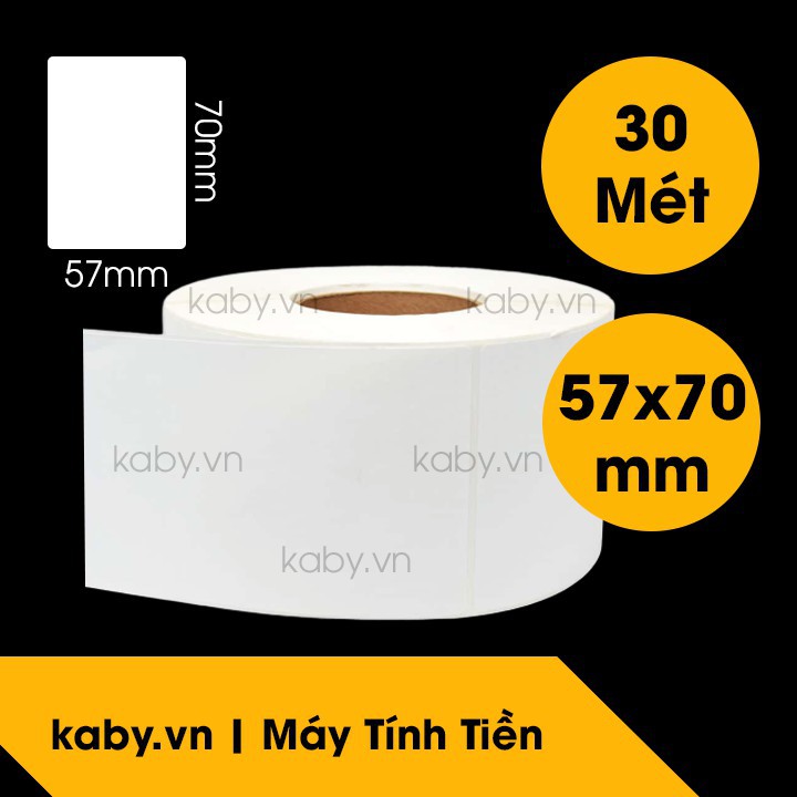 Giấy In Tem Nhãn 57x70 mm Mã Vạch Nhiệt (Tem Đứng) (Cuộn 30m) - KABY.VN