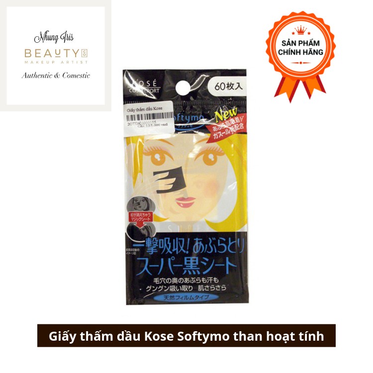 Giấy Thấm Dầu Kose Softymo Than Hoạt Tính 60 Tờ