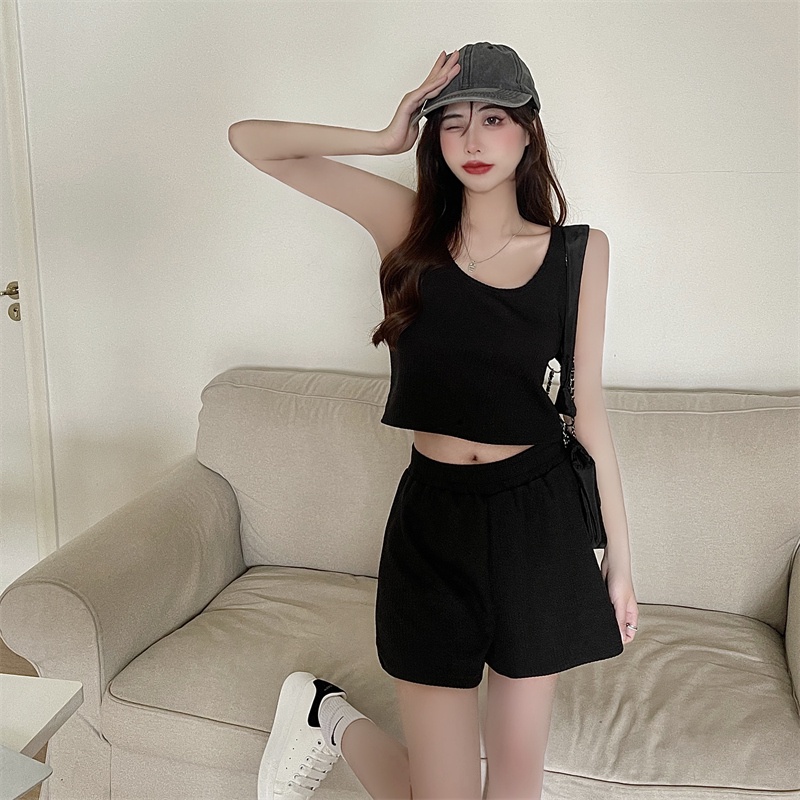 Set đồ SUXI gồm áo không tay đơn giản và quần dài thời trang mùa hè dành cho nữ