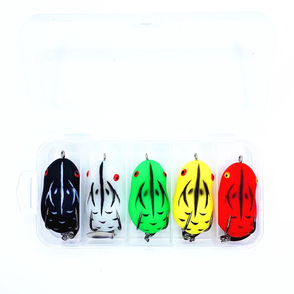 5 Siêu nhậy - Mồi câu lure nhái hơi có thìa super frog Một hộp miễn phí