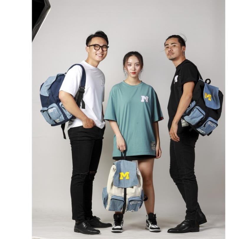 Áo thun nữ nam form rộng tay lỡ Phông Unisex 100% Cotton Chính Hãng Thêu M Local Brand Mi Midori