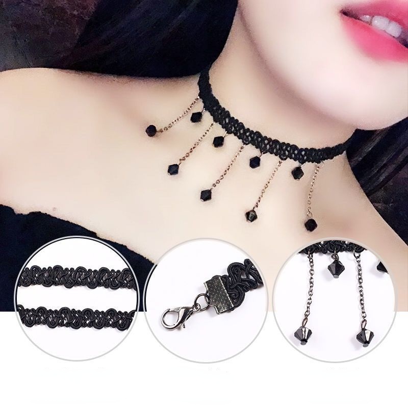 Vòng cổ Ren Đen Mặt Ngôi Sao Phong Cách Hàn Quốc