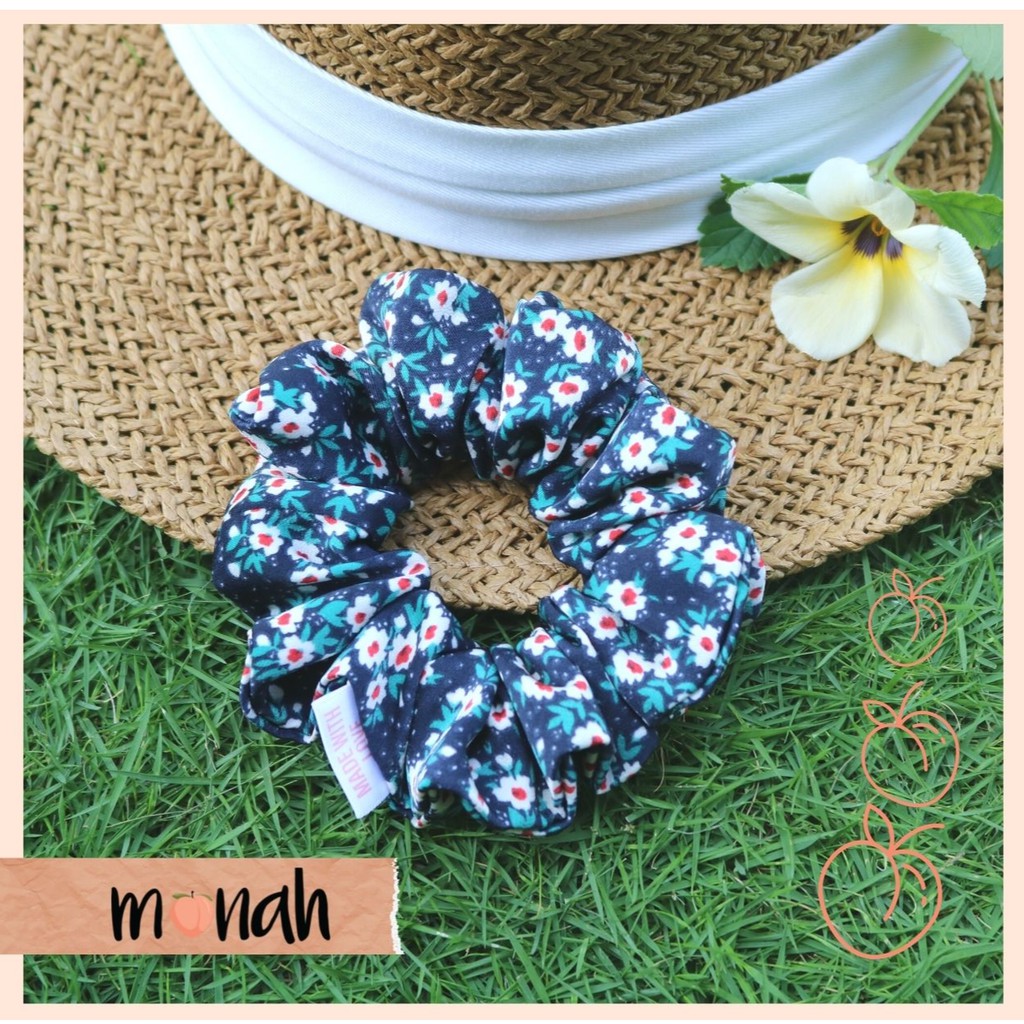 Dây buộc tóc, cột tóc scrunchie phong cách retro cổ điển hoa nhẹ nhàng