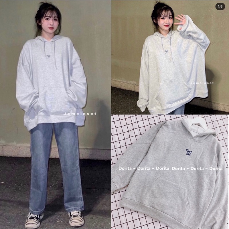 [Ảnh thật/Video] Áo nỉ Hoodie Find The có mũ, Áo nỉ bông thêu chữ Find The phong cách Hàn Quốc | WebRaoVat - webraovat.net.vn