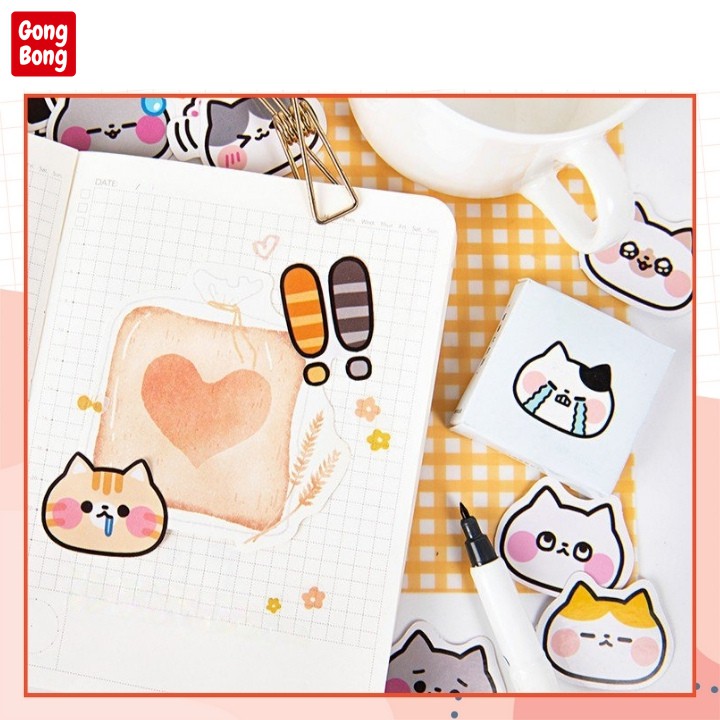 Sticker cute trang trí hình dán mèo cảm xúc bộ 26 nhãn dán sổ tay điện thoại laptop đồ dùng