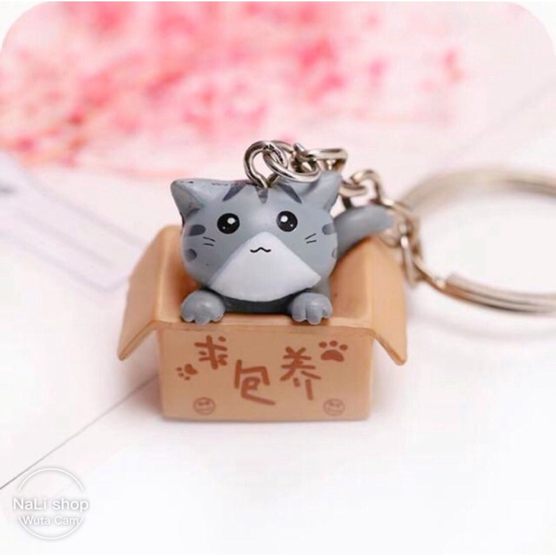 MÓC KHOÁ MÈO CON TRONG HỘP CARTON, cute dễ thương