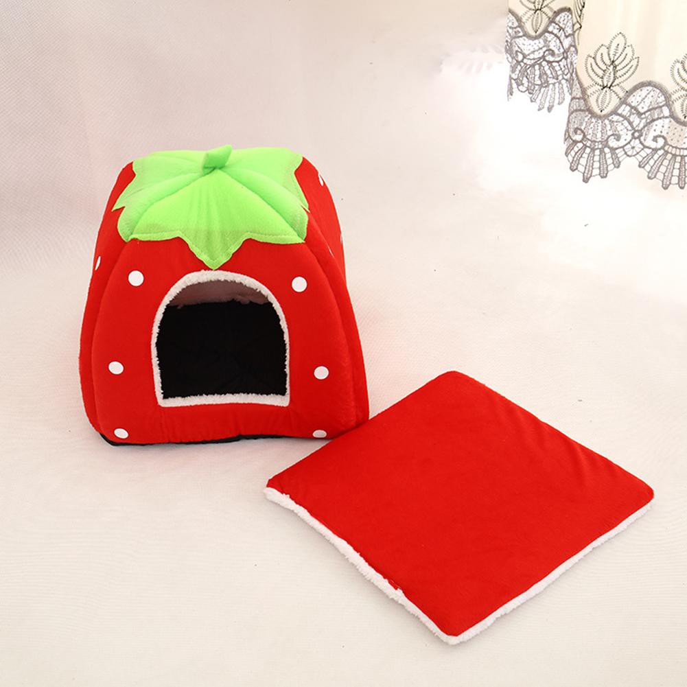 Giường ngủ ấm áp kiểu dâu tây dễ thương cho thú cưng