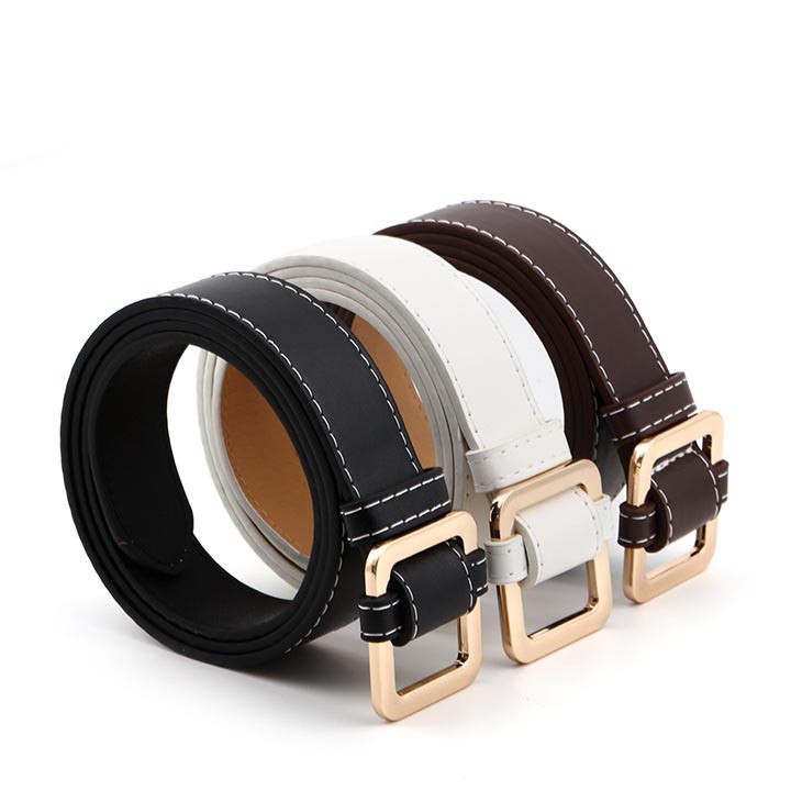 [ Hình thật - Video - Miễn ship] Thắt lưng nữ khóa vuông đơn giản cá tính | BigBuy360 - bigbuy360.vn