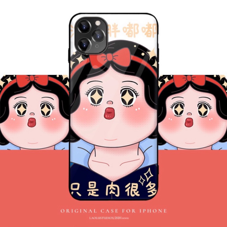 Ốp lưng iphone 6, 7, 8 Plus, X, XS, XR, XSMAX, 11, 11PRO, 11 PROMAX, 12, 13 PROMAX BẠCH TUYẾT BÉO BẰNG KÍNH PKVN