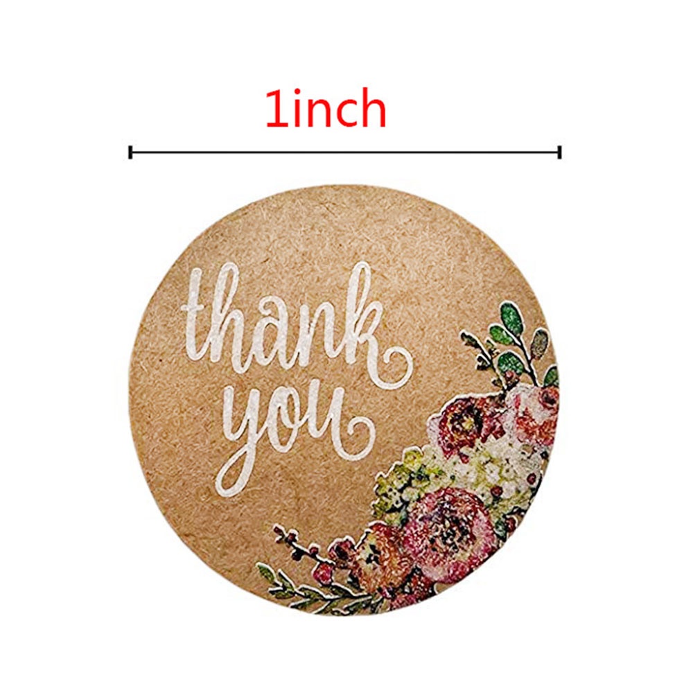 1 Cuộn 500 Nhãn Dán Chữ Thank You Bằng Giấy Kraft Dùng Trang Trí Túi Bánh