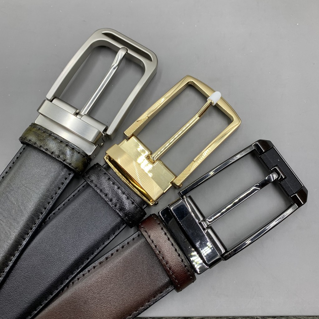 Dây lưng da bò thật mặt kim nhiều màu