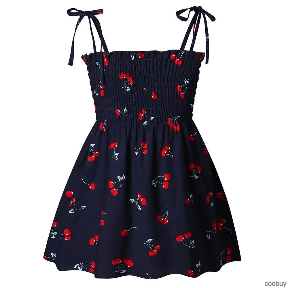 Đầm dành cho bé gái thiết kế hai dây họa tiết hoa xinh xắn