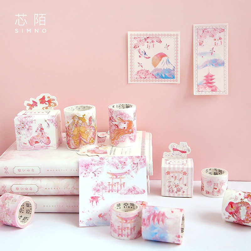 Băng dính trang trí washi tape phong cách Nhật Bản anh đào