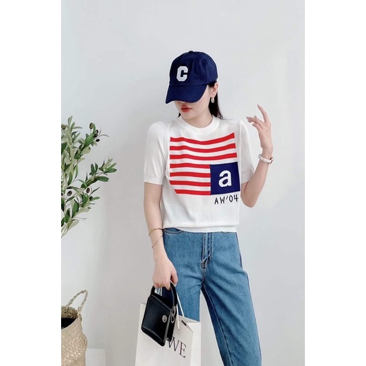 Áo len montoghi sọc kẻ chữ a chất đẹp QC