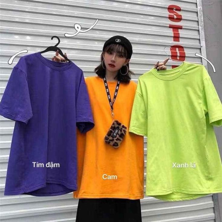 Áo thun tay lỡ unisex form rộng nam nữ trơn - Áo thun from rộng Oversize đủ màu phong cách Freesize dưới 65kg mặc đẹp  ྇