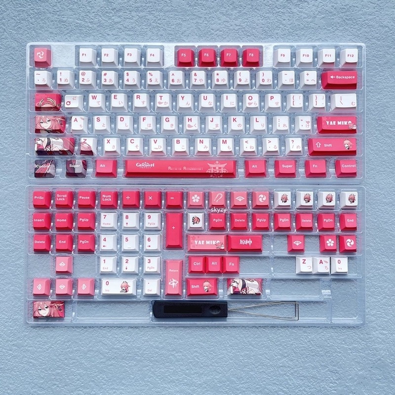 Yae Miko Keycaps Cherry Profile Genshin Impact Keycaps PBT Thuốc nhuộm thăng hoa Bàn phím cơ Keycaps Anime Keycaps 133 Phím