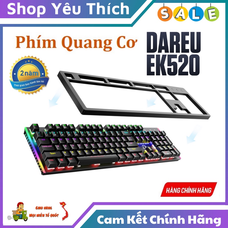 Bàn Phím Cơ Gaming DAREU EK520 Cơ Quang, Chống Nước (WATERPROOF, Optical switch, MULTI LED) - Bảo Hành 24 Tháng