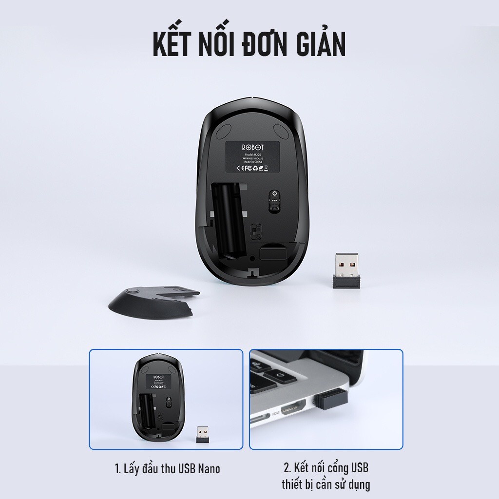 Chuột Không Dây Kiểu Dáng Văn Phòng ACOME M205 Có Nút Tùy Chỉnh Độ Phân Giải Thiết Kế Gọn Nhẹ - Bảo Hành 12 Tháng