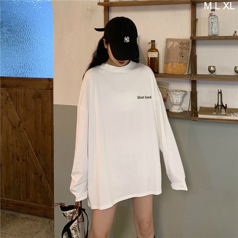 Áo thun dài tay  GHOST LAND  phông Unisex nam nữ tee oversize form rộng pull Ulzzang Streetwear Hàn Quốc vải mềm