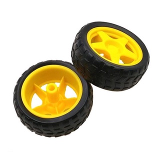  20 Bánh Xe Robot Màu Vàng 66mm Trục 5mm Lắp Ráp Mô Hình 