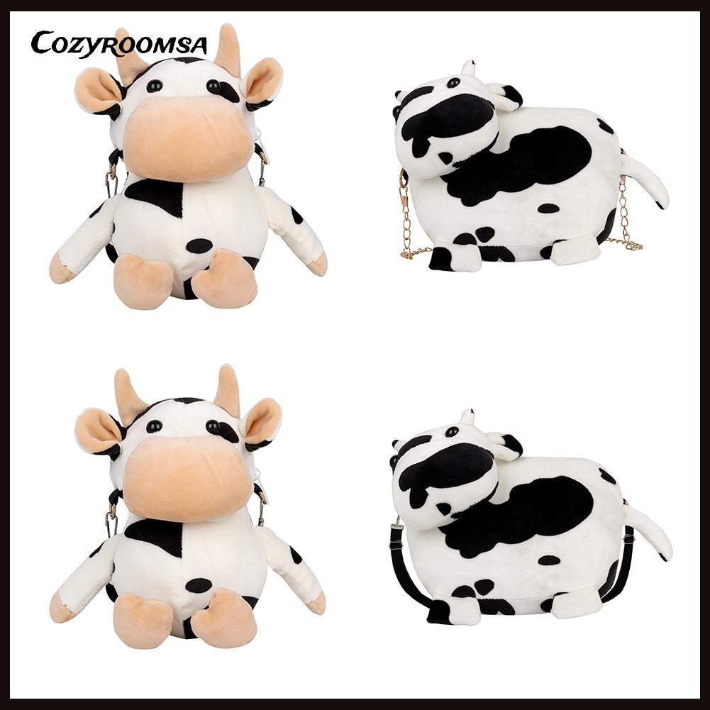 Túi Đeo Chéo Họa Tiết Bò Sữa Nhồi Bông Xinh Xắn Dành Cho Nữ