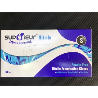 [Màu Xanh] Găng Tay Y Tế  Màu Xanh Cao Cấp Không Bột Nitrile Superieur Hộp 100 Cái