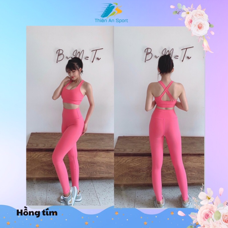 Set tập yoga, gym, aerobic, đồ tập yoga, gym nữ, áo bra dây đan