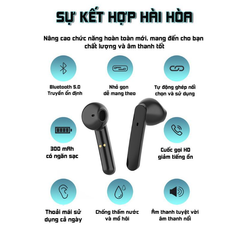 Tai nghe nhét tai bluetooth True Wireless cảm ứng vân tay thông minh PKCB PF1012 - Hàng