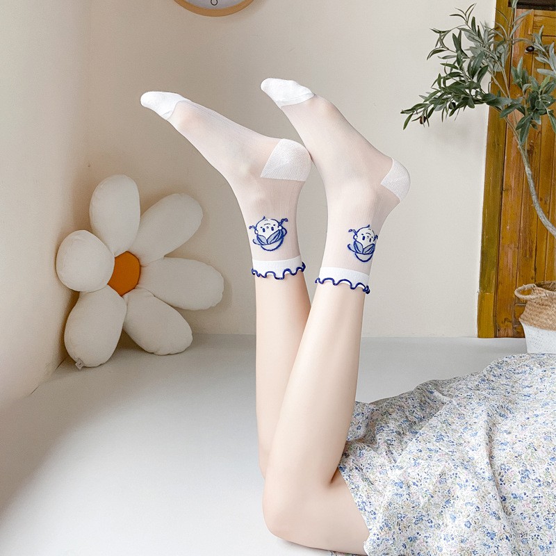 Vớ Lolita Cổ ren cao cổ nữ Phong cách Hàn Quốc Tất lụa Lolita nữ Dễ thương Cute Cao cổ