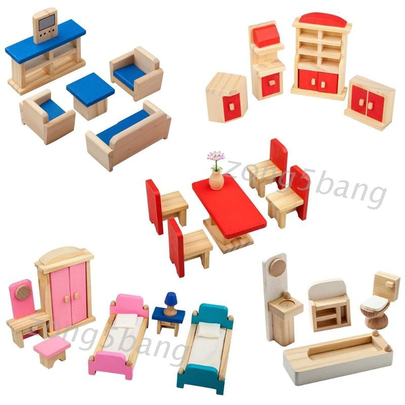 Set 5 Món Đồ Chơi Nhà Búp Bê Bằng Gỗ