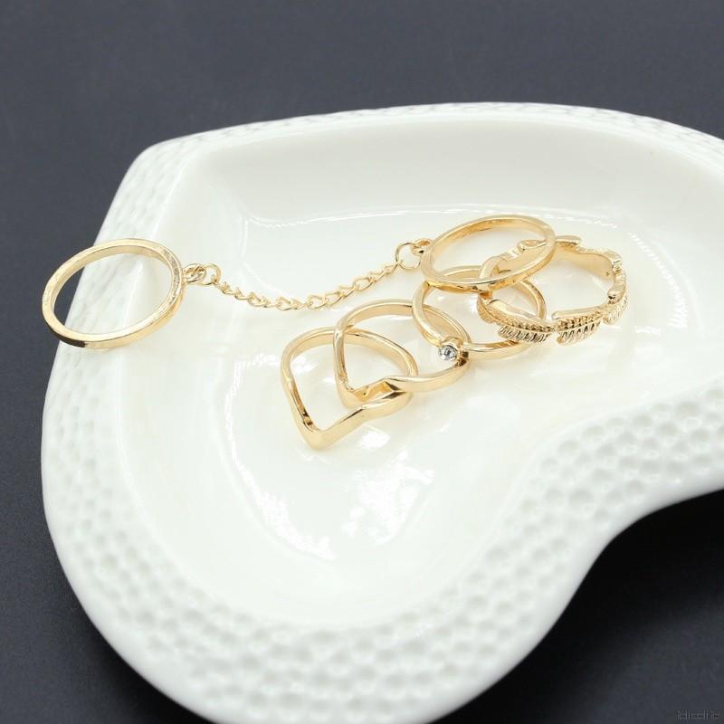 Bộ 6 nhẫn thời trang dính liền nhau mạ vàng / bạc đầy cá tính