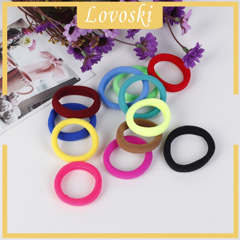 Set 100 Dây Cột Tóc Co Giãn Không Đường May Nhiều Màu Sắc 7cm Dành Cho Nữ