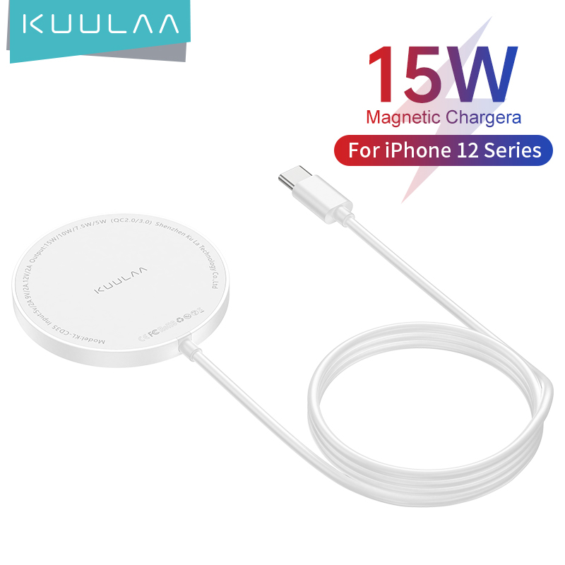 Đế Sạc Không Dây Từ Tính Kuulaa Kl-cd35 Dành Cho Iphone12mini Thiết Kế Màu Marcon 15w