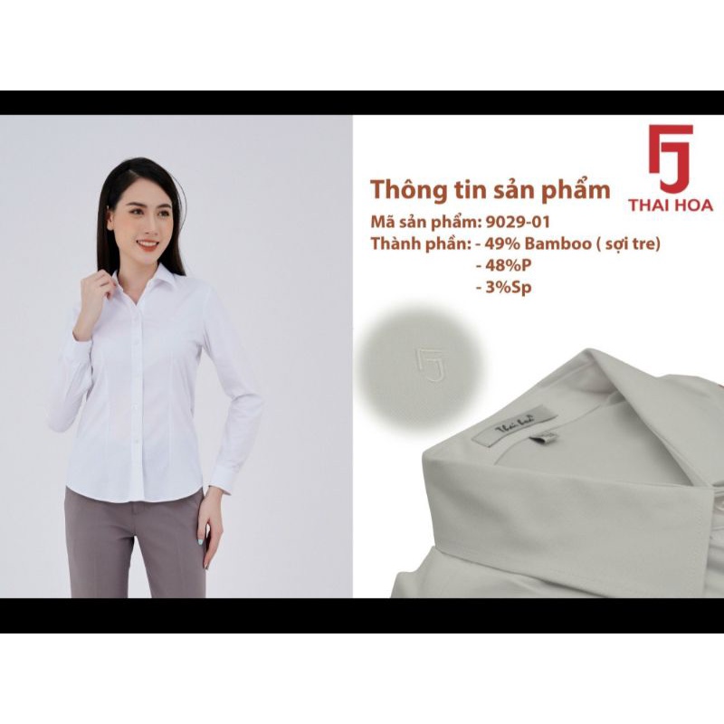Áo sơ mi Thái Hòa vải sợi tre mã 2869-01 co giãn nhiều. hàng có sẵn