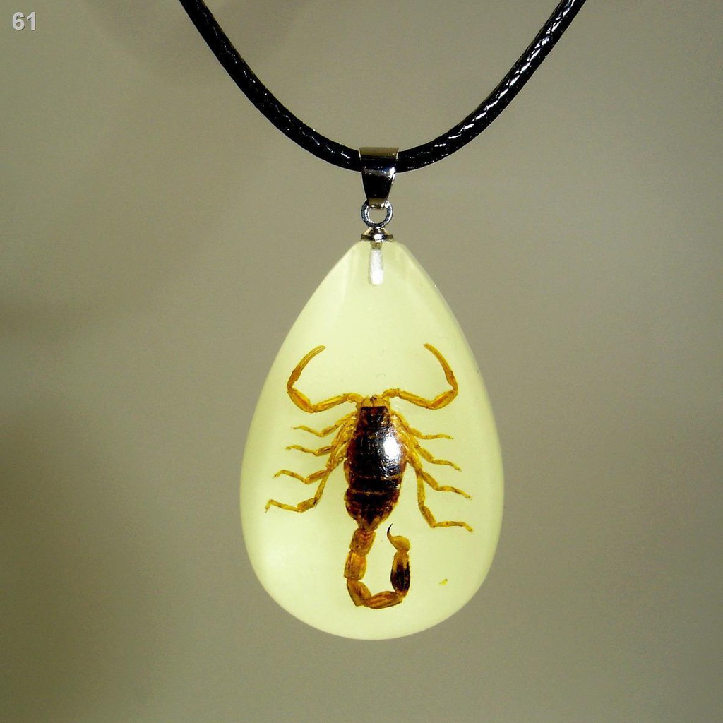 Vòng cổ bọ cạp mới Mẫu côn trùng thực tế Mặt dây chuyền hổ phách phát sáng Đồ trang sức tạo Quà tặng kỳ nghỉ cho