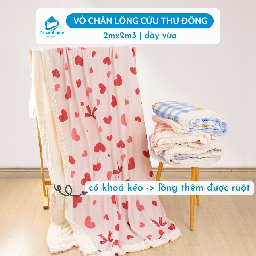 Chăn lông cừu họa tiết, chăn cừu thu đông 2mx2m2 Dreamhomebedding