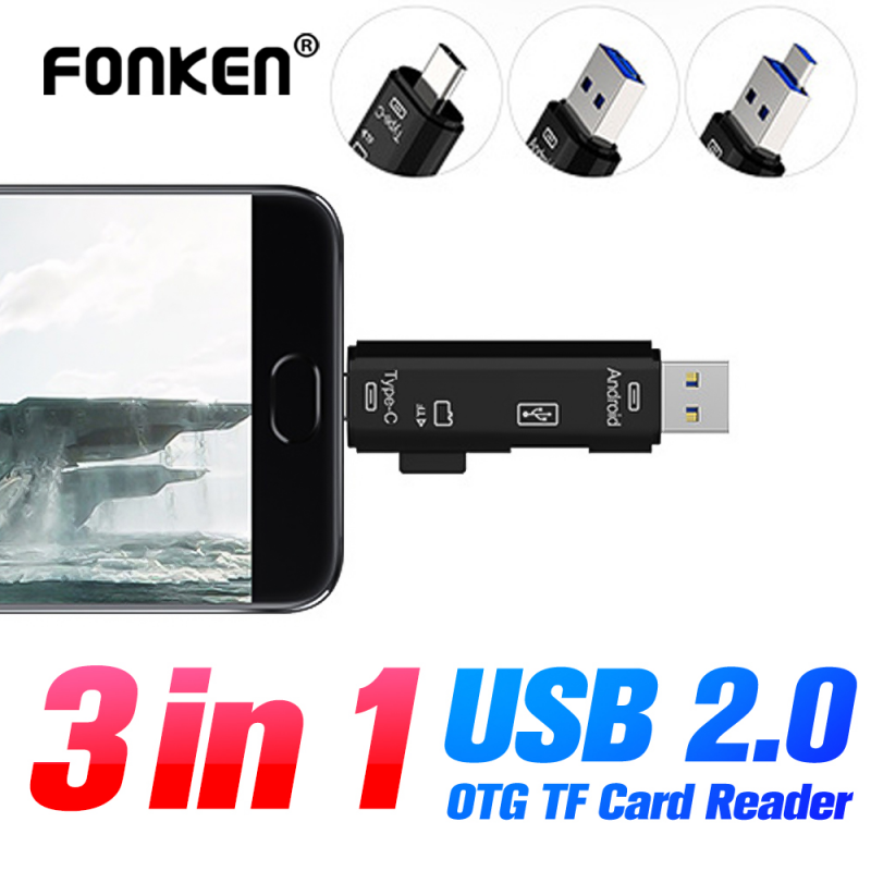 Đầu Đọc Thẻ Nhớ Fonken Chuyển Đổi OTG USB Cổng Type C / Micro USB / SD TF 5 Trong 1