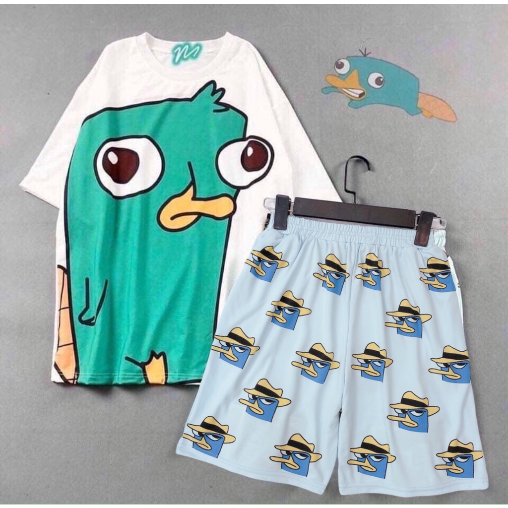 Set đồ bộ hoạt hình ❤️ Bộ mặc nhà Cartoon VỊT PERRY form rộng Freesize Unisex nam nữ Molly Fashion