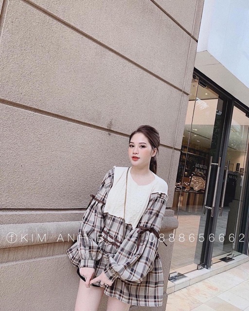 Áo babydoll kẻ pha len điệu đà | BigBuy360 - bigbuy360.vn